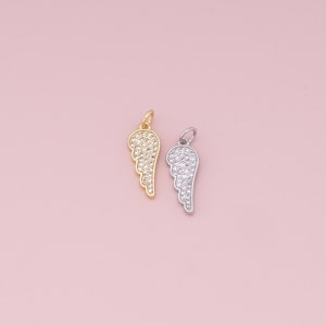 Gold Wings Charms,18K Gold Filled Wings Pendant,CZ Micro Pave Angel Wings Charm Bracelet Necklace for DIY Jewelry Making Supply