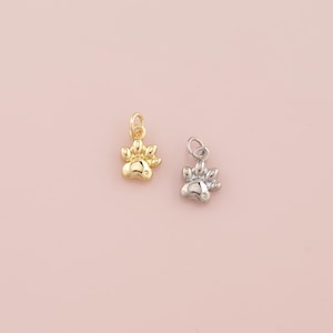 18K Gold Filled Paw Pendant,Dainty Cat Dog Paw Charm Bracelet Necklace for DIY Jewelry Making Supply