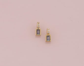 18K Gold Filled Tiny Crystal Pendant,Dainty Rectangle Crystal Charm Bracelet Necklace for DIY Jewelry Making Supply