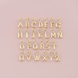Colgante de letra chapado en oro de 18 quilates, pulsera con dije de letra para hacer joyas DIY.