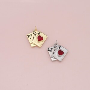 18K Gold Füllte Spielkarte Anhänger, Zierliche Poker Charme Armband Halskette für DIY Schmuckherstellung Versorgung