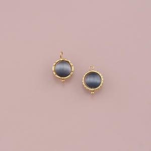 18K Gold Filled Round Pendant,Natural Stone Charm Bracelet Necklace for DIY Jewelry Making Supply