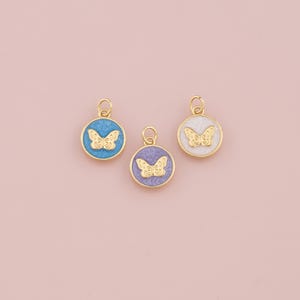 Colgante de mariposa relleno de oro de 18 quilates, pulsera con dije de mariposa esmaltada, collar para hacer joyas de bricolaje