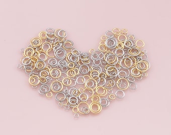 100pcs 18K Gold Jump Rings,Dainty O Shaped Open Jump Rings Bulk,Gold Split Rings for DIY Jewelry Making Supply Findings