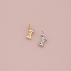18K Gold Filled Dog Bone Pendant,Bone Charm Bracelet Necklace for DIY Jewelry Making Supply