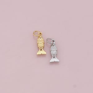 18K Gold Filled Fish Pendant,Dainty Fish Charm Bracelet Necklace for DIY Jewelry Making Supply