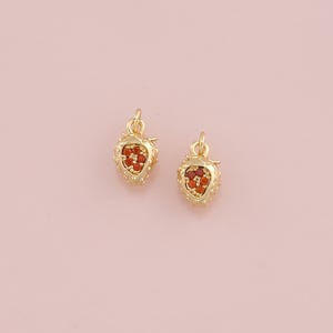 18K Gold Filled Strawberry Pendant,CZ Micro Pave Fruit Charm Bracelet Necklace for DIY Jewelry Making Supply