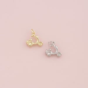 18K Gold Filled Motorcycle Pendant,Motorcycle Charm Bracelet Necklace for DIY Jewelry Making Supply