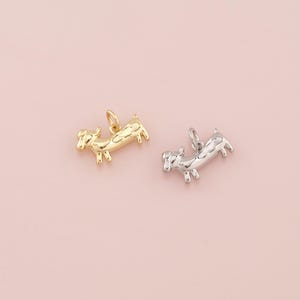 Ciondolo a forma di cane riempito in oro 18 carati, grazioso braccialetto con ciondolo per animali domestici, collana per la creazione di gioielli fai da te