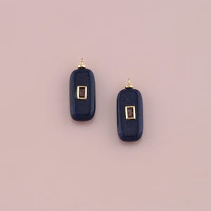 18K Gold Filled Rectangle Pendant,Natural Stone Charm Bracelet Necklace for DIY Jewelry Making Supply