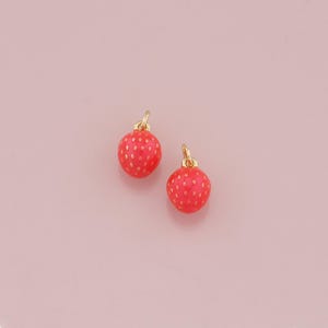18K Gold Filled Strawberry Pendant,Enamel Fruit Charm Bracelet Necklace for DIY Jewelry Making Supply