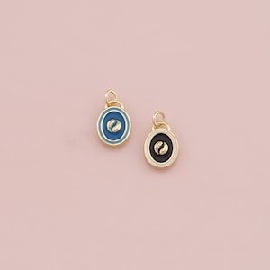 18K Gold Filled Yin Yang Pendant,Enamel Yin Yang Charm Bracelet Necklace for DIY Jewelry Making Supply