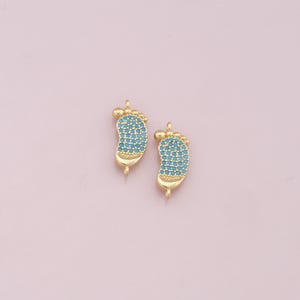 Gold Foot Connector,18K Gold Filled Foot Pendant,Dainty Baby Charm Bracelet Necklace for DIY Jewelry Making Supply