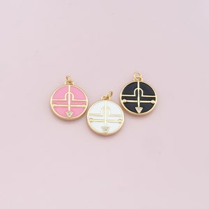 18K Gold Filled Constellation Charms,Enamel Libra Charm Bracelet Necklace for DIY Jewelry Making Supply