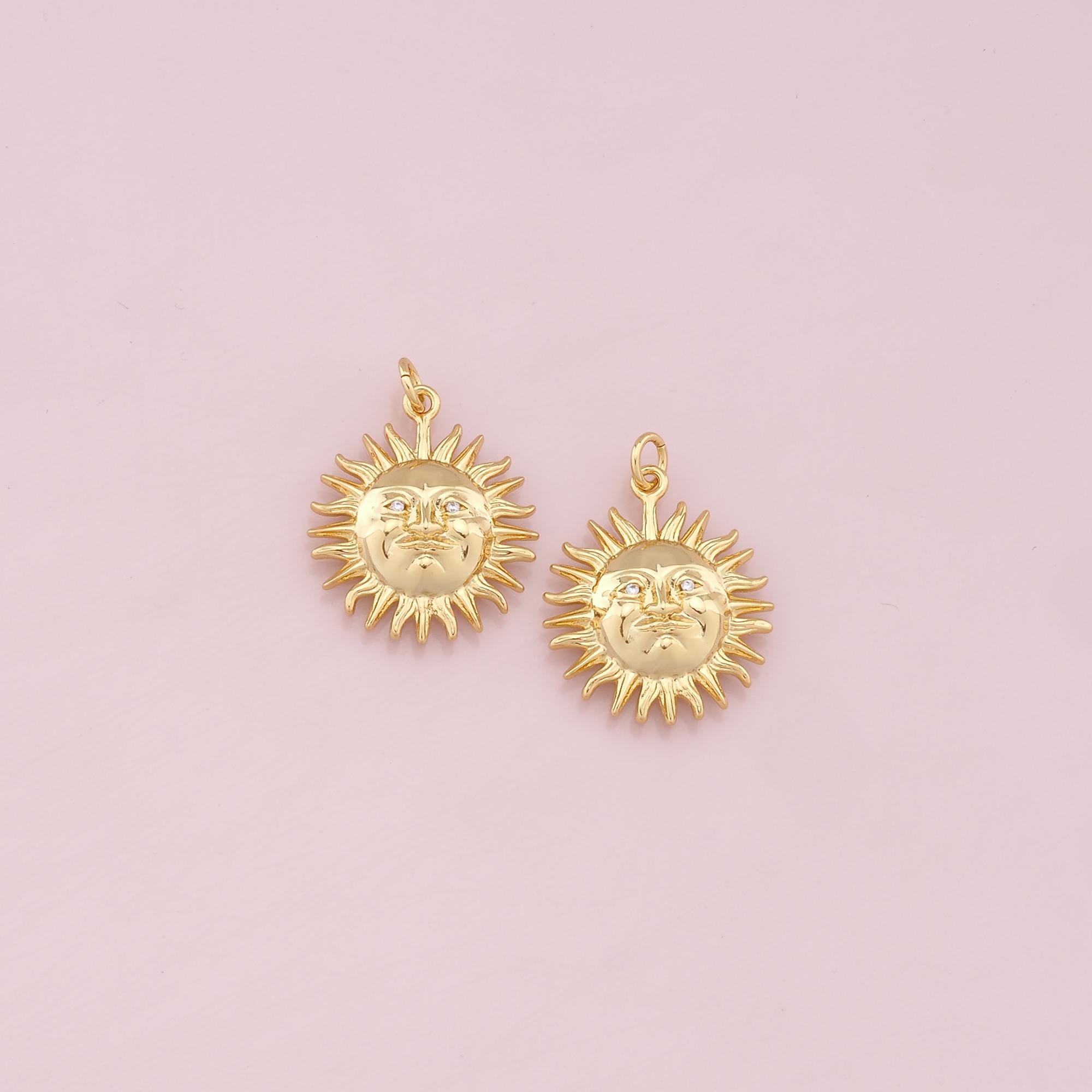 Ciondoli Sole Placcati Oro 18kt - 10 Pezzi 17.5x15.5mm Per Gioielli Fai Da Te