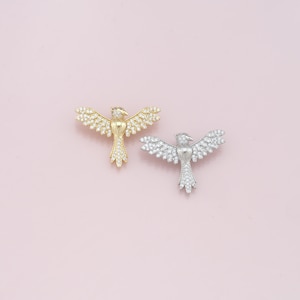 18K Gold Filled Eagle Pendant,CZ Micro Pave Eagle Charm Bracelet Necklace for DIY Jewelry Making Supply
