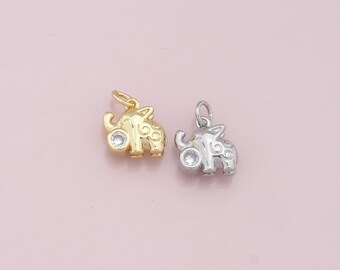 18K Gold Filled Tiny Elephant Pendant,Dainty Elephant Charm Bracelet Necklace for DIY Jewelry Making Supply