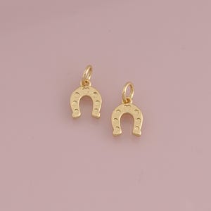 18K Gold Filled Tiny Horseshoe Pendant,Dainty Horseshoe Charms Bracelet Necklace for DIY Jewelry Making Supply