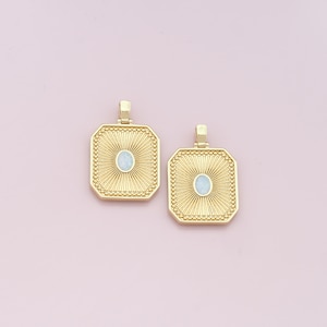 18K Gold Filled Rectangle Pendant,Rectangle Charm Bracelet Necklace for DIY Jewelry Making Supply