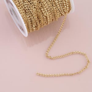 Gourmette en or 18 carats, texture pour collier, bracelet fabrication de bijoux à bricoler soi-même, 3 x 4,5 mm