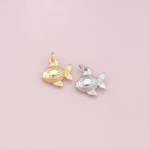 18K Gold Filled Fish Pendant,Cute Fish Charm Bracelet Necklace for DIY Jewelry Making Supply