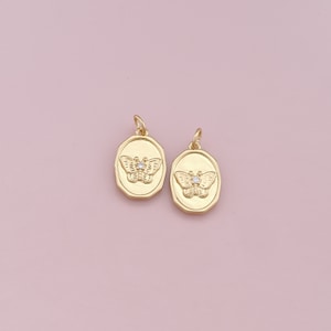 Colgante de mariposa chapado en oro de 18 quilates, Collar de pulsera con dije de mariposa pequeña para suministro de joyería DIY