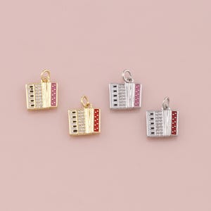 18K Gold Filled Accordion Pendant,Accordion Charm Bracelet Necklace for DIY Jewelry Making Supply