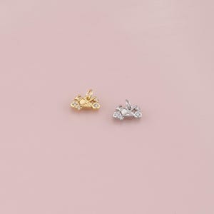 18K Gold Filled Motorcycle Pendant,Motorcycle Charm Bracelet Necklace for DIY Jewelry Making Supply