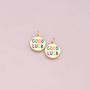 18K Gold Filled Good Luck Pendant,Dainty Luck Charm Bracelet Necklace for DIY Jewelry Making Supply