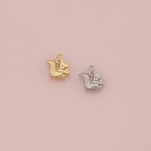 18K Gold Filled Squirrel Pendant,Dainty Animal Charm Bracelet Necklace for DIY Jewelry Making Supply