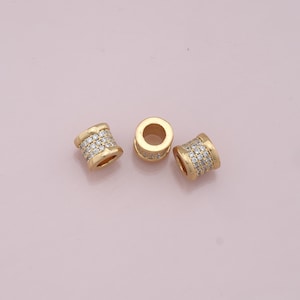 Gold Barrel Beads Charms,18K Gold Filled Stainless steel Tube spacer beads Bracelet Necklace for DIY Jewelry Making Supply hole 5mm
