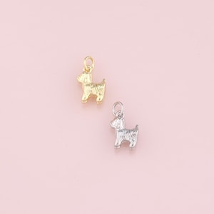 18K Gold Filled Dog Pendant,Dainty Dog Charm Bracelet Necklace for DIY Jewelry Making Supply
