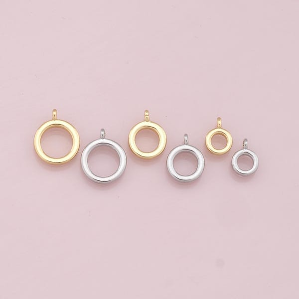 Gold Bail Charm Holder Spacer,18K Gold Filled With Loop Round Bead Spacer Bracelet Necklace for DIY Jewelry Making Supply