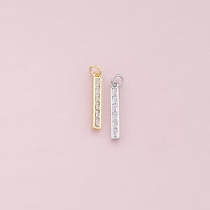 18K Gold Filled Bar Pendant,Dainty Strip Charm Bracelet Necklace for DIY Jewelry Making Supply
