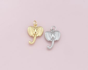 18K Gold Filled Elephant Pendant,Dainty Elephant Charm Bracelet Necklace for DIY Jewelry Making Supply