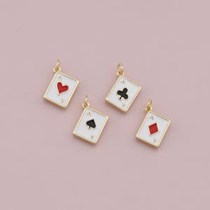 Colgante de naipe relleno de oro de 18 quilates, collar de pulsera con dije de póquer para fabricación de joyas DIY