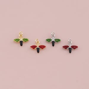 18K Gold Filled Bee Pendant,Dainty Insect Charm Bracelet Necklace for DIY Jewelry Making Supply