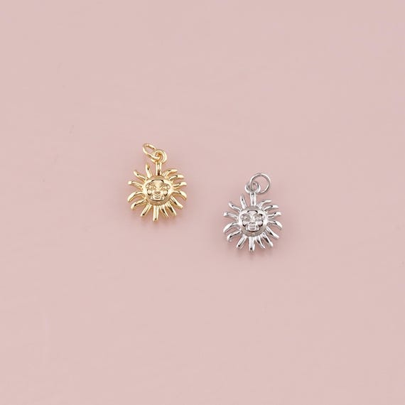 18K Gold Filled Sun Pendant,Dainty celestial Charm Bracelet Necklace for DIY Jewelry Making Supply