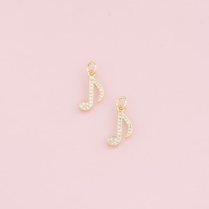 18K Gold Filled Note Pendant,CZ Micro Pave Music Charm Bracelet Necklace for DIY Jewelry Making Supply