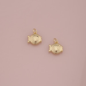 18K Gold Filled Fish Pendant,Dainty Fish Charm Bracelet Necklace for DIY Jewelry Making Supply