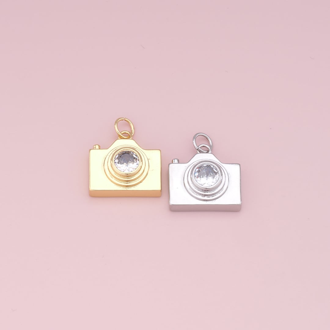 Gold Camera Charms,18k Gold Filled Camera Pendant,cz Camera Charm ...
