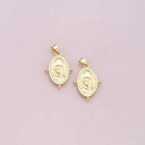 18K Gold Filled Virgin Mary Pendant,Dainty Religious Charm Bracelet Necklace for DIY Jewelry Making Supply