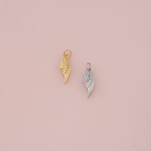 18K Gold Filled Wings Pendant,Angel Wings Charm Bracelet Necklace for DIY Jewelry Making Supply