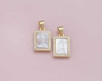 18K Gold Filled virgin mary Pendant,Our Lady of Guadalupe Charm Bracelet Necklace for DIY Jewelry Making Supply