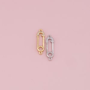 18K Gold Filled Safety Pin Connector Charm for DIY Necklacee Jewelry Making