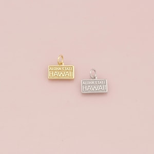 18K Gold Filled Hawaii Pendant,Dainty Hawaii Charm Bracelet Necklace for DIY Jewelry Making Supply