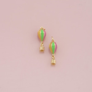 18K Gold Filled Hot air Balloon Pendant,Enamel Hot air Balloon Charm Bracelet Necklace for DIY Jewelry Making Supply