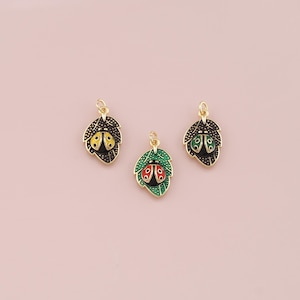 18K Gold Filled ladybug Pendant,Dainty Insect Charm Bracelet Necklace for DIY Jewelry Making Supply