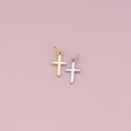 18K Gold Filled Tiny Cross Pendant,Silver Religious Charm Bracelet Necklace for DIY Jewelry Making Supply