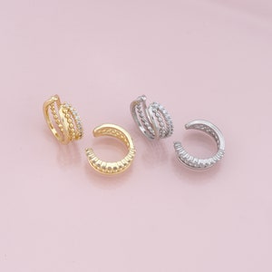 1pair 18K Gold Filled Dainty Hoop Earrings,CZ Ear Cuff No Piercing,Cartilage Earring,Ear Wrap Earrings